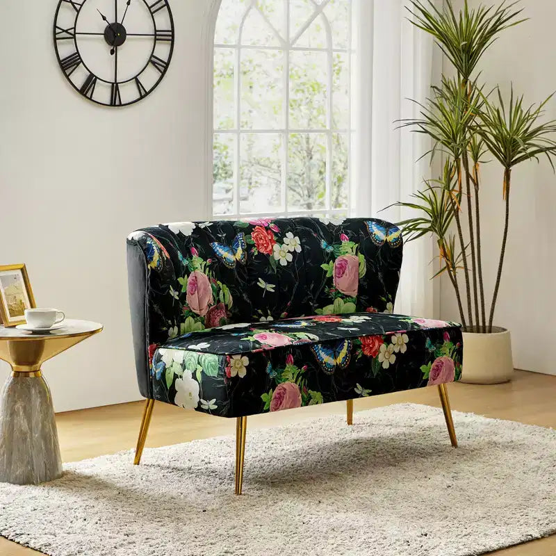 Causeuse contemporaine à motifs floraux