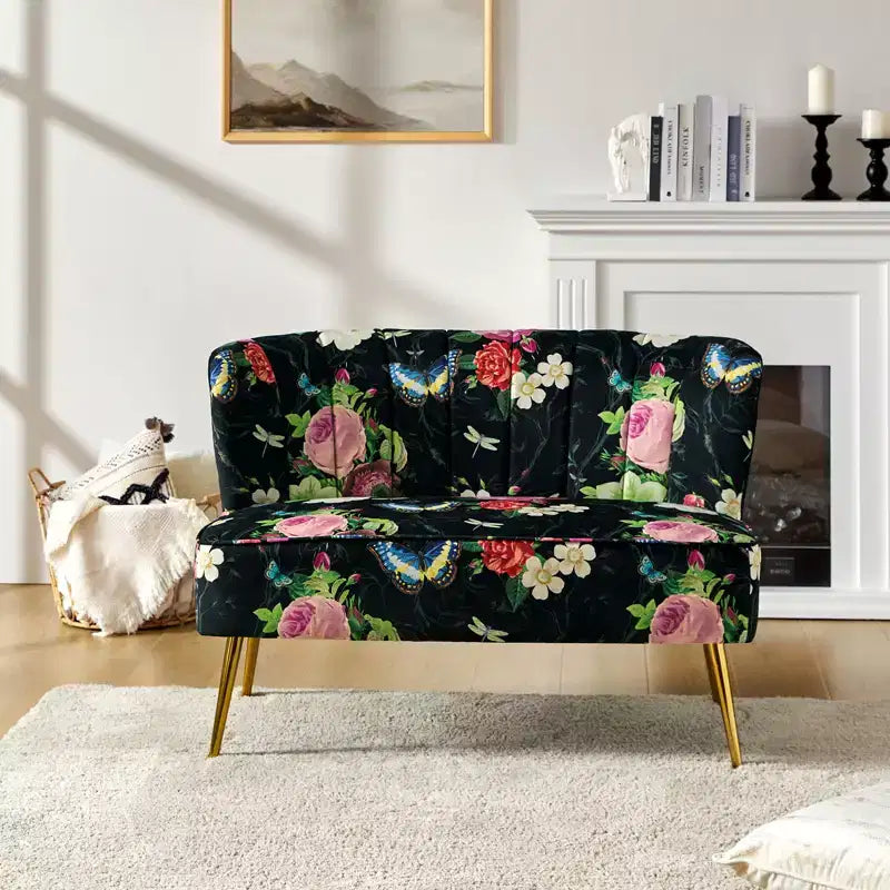 Causeuse contemporaine à motifs floraux