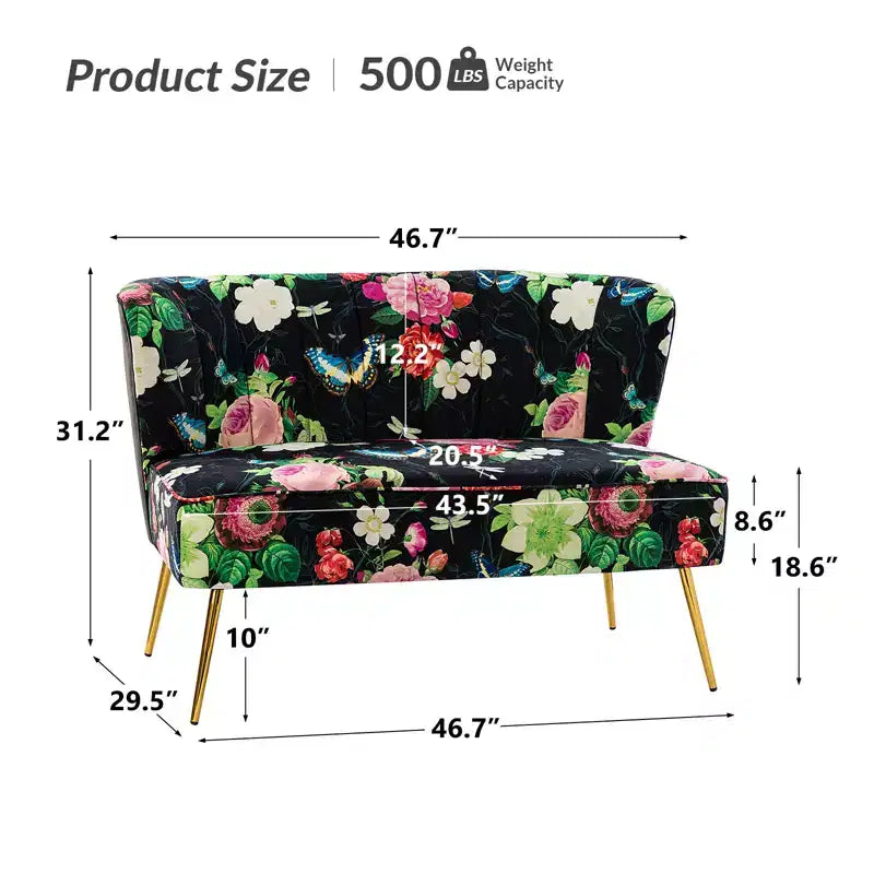 Causeuse contemporaine à motifs floraux