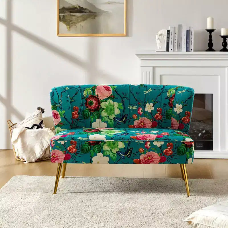 Causeuse contemporaine à motifs floraux