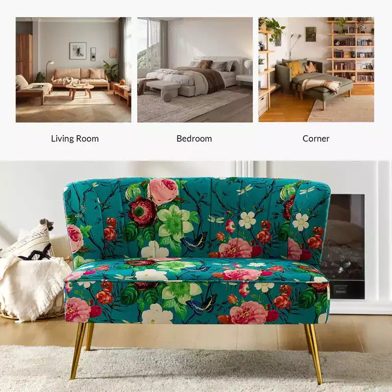 Causeuse contemporaine à motifs floraux