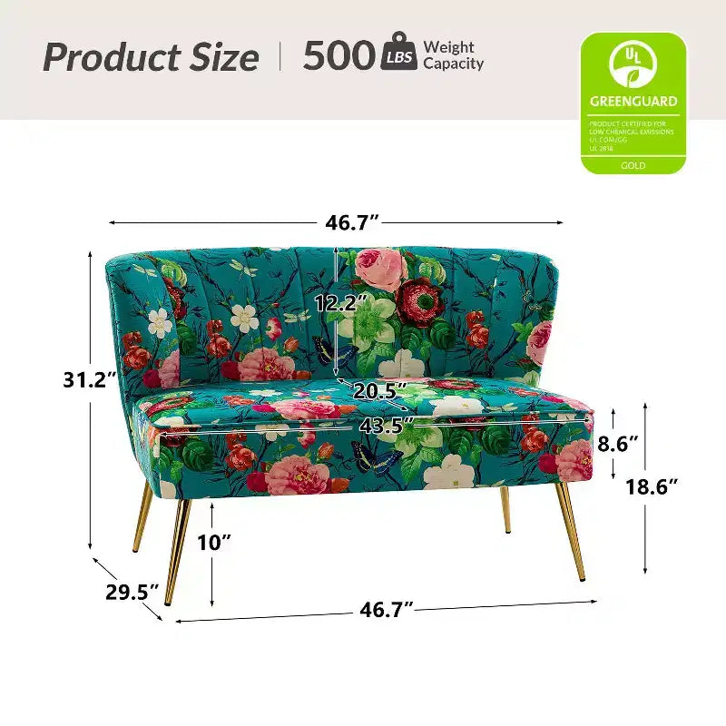 Causeuse contemporaine à motifs floraux