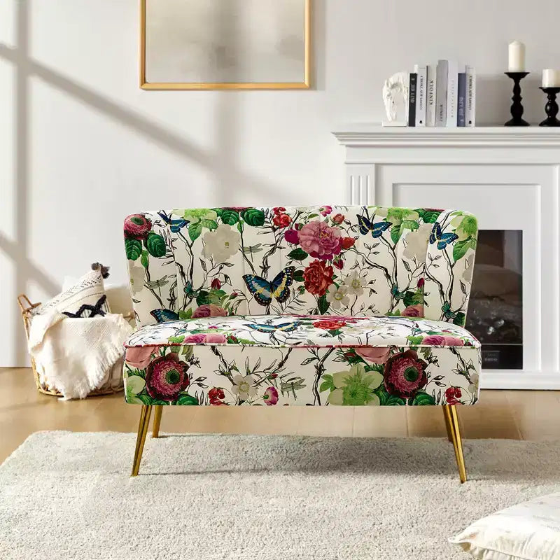 Causeuse contemporaine à motifs floraux