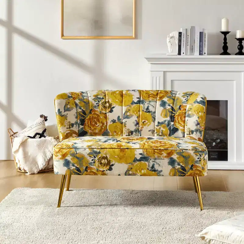 Causeuse contemporaine à motifs floraux