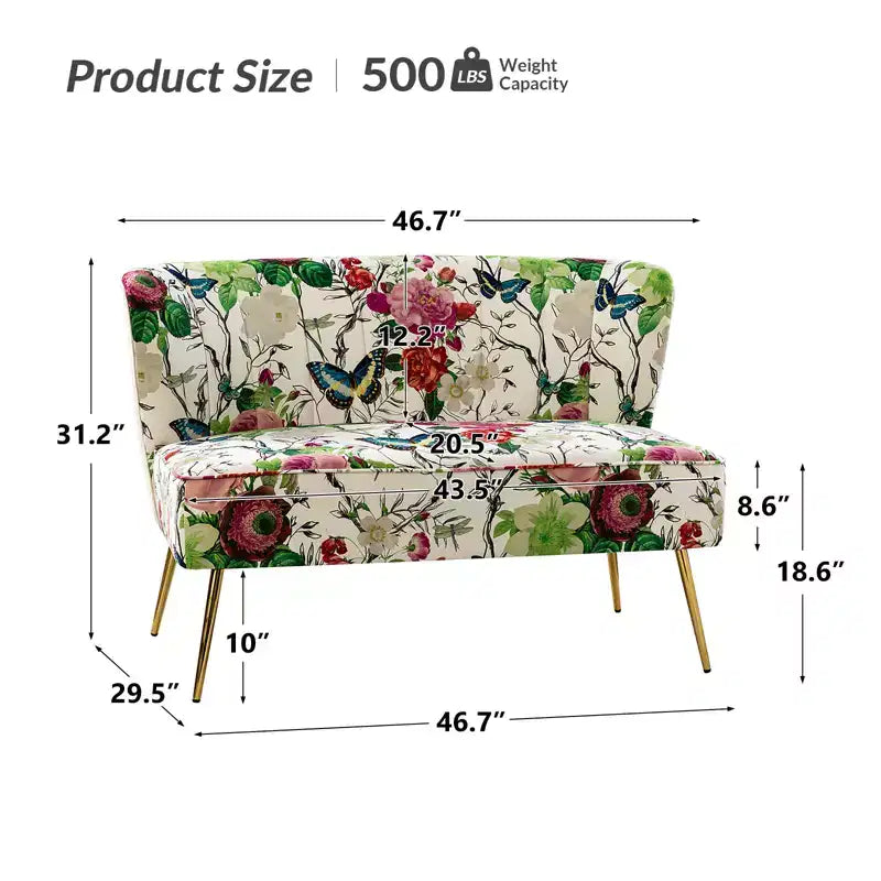 Causeuse contemporaine à motifs floraux