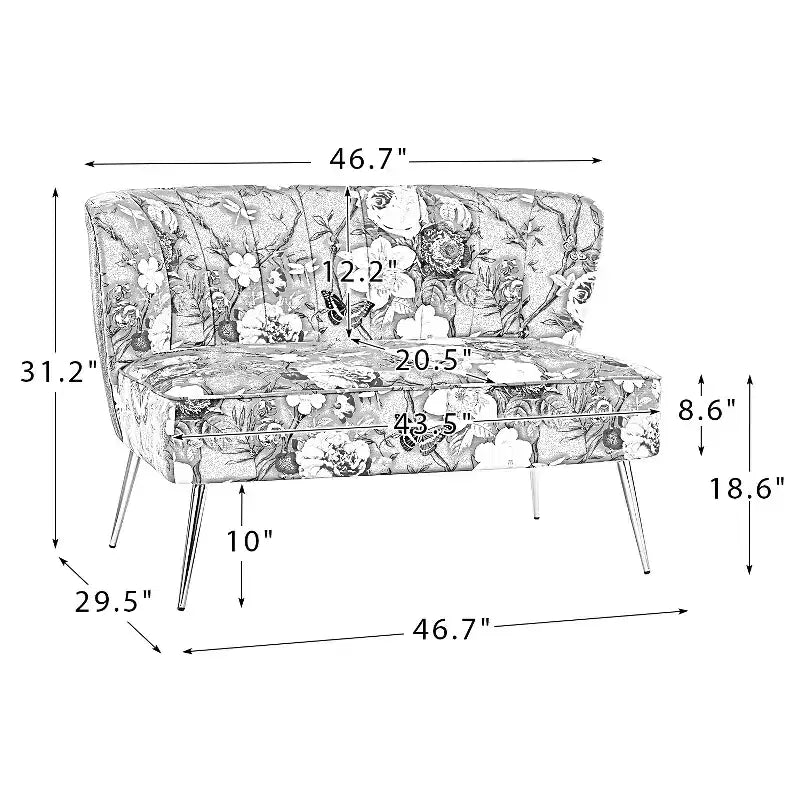 Causeuse contemporaine à motifs floraux
