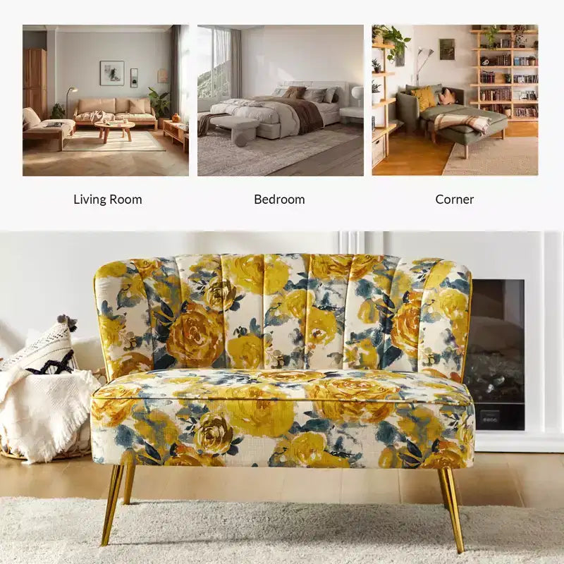Causeuse contemporaine à motifs floraux