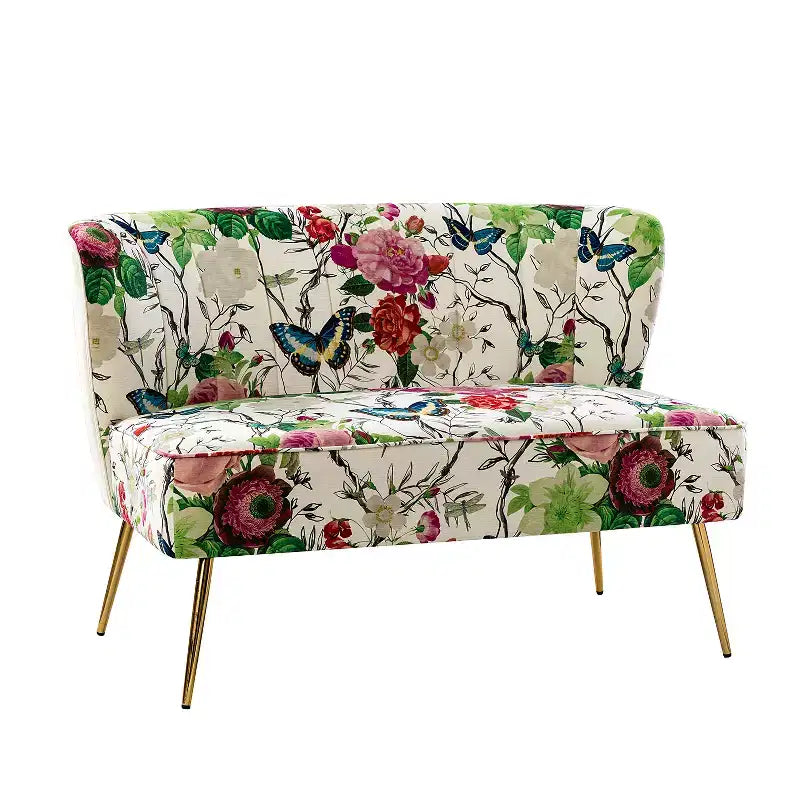 Causeuse contemporaine à motifs floraux